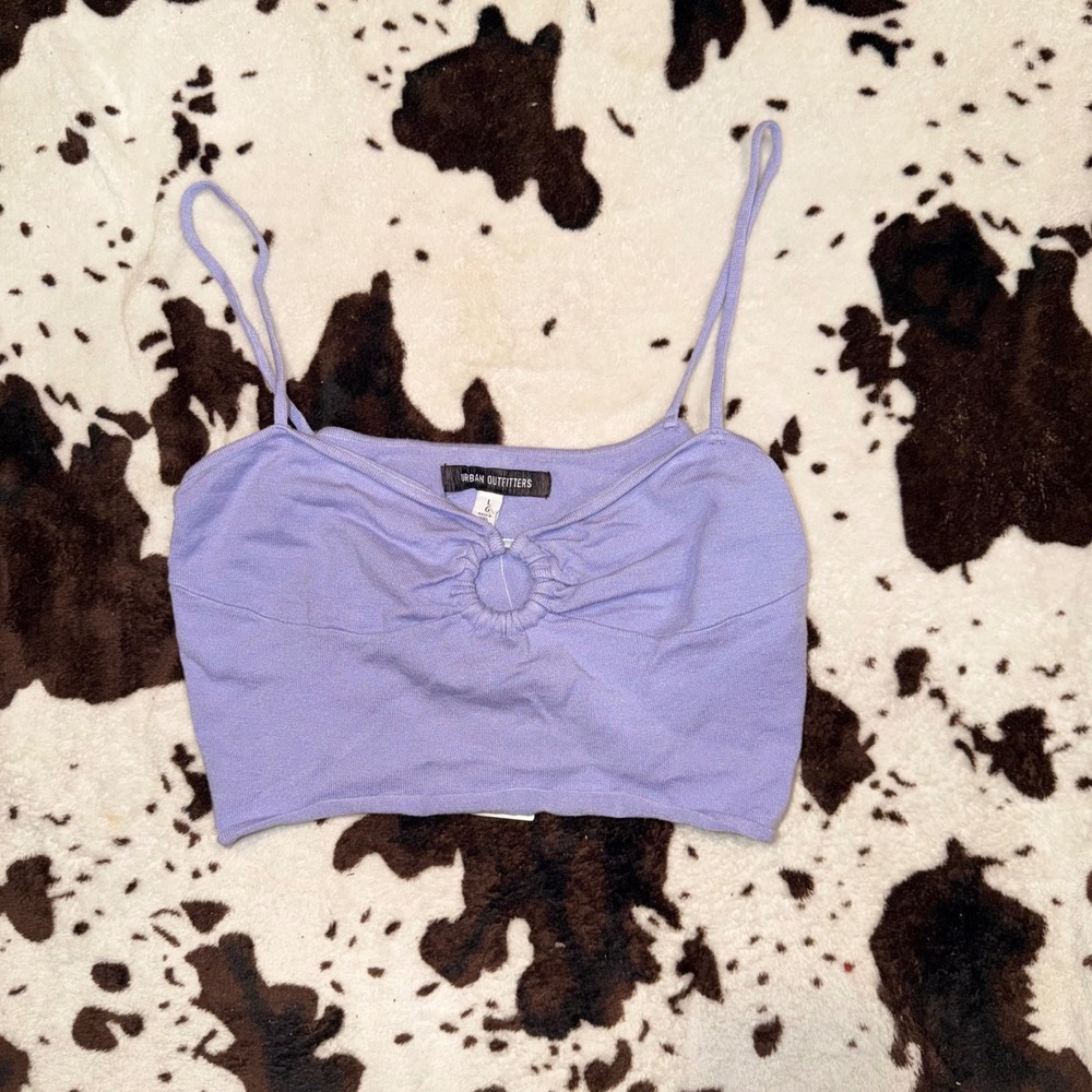 Urban Outfitters Cami Top Women Large Lavender O-Ring Ruched Knit Y2K Festival